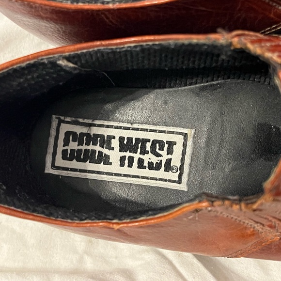 Vintage CODE West Brown Western Leather Ankle Boots - Picture 2 of 5